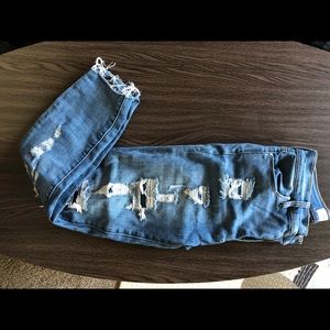 ripped skinny high rise jeggings